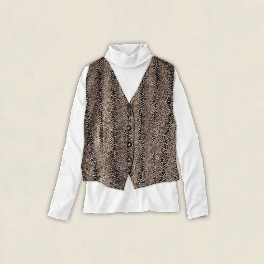 Tan and black snakeskin print vintage vest
